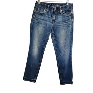 American Eagle Slouchy Stretch Jeans Womens 4 Medium Wash Denim Relaxed Fit